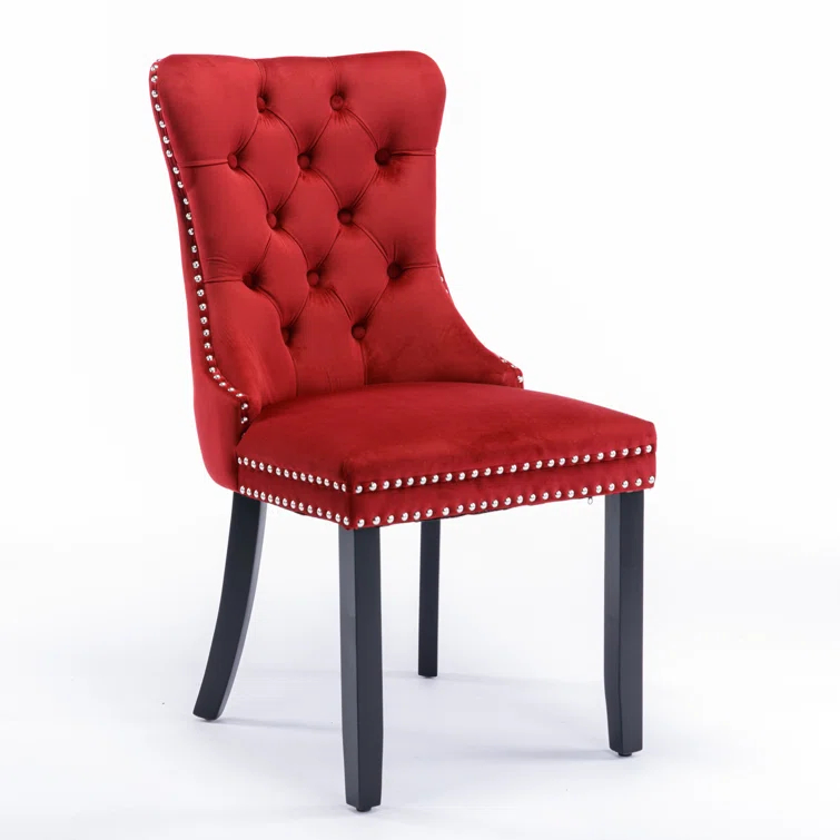 Rosdorf Park Allena Tufted Velvet/Linen Wing Back Parsons Chair (Set of 2)