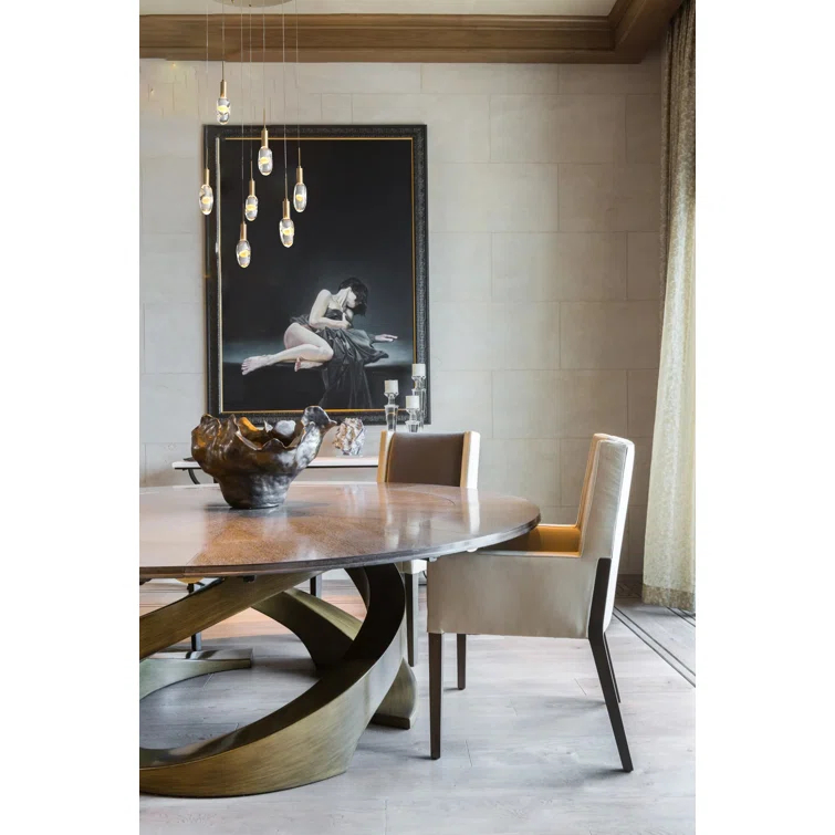 Elegant Gold Aluminum LED Chandelier with Clear Crystal Orbs