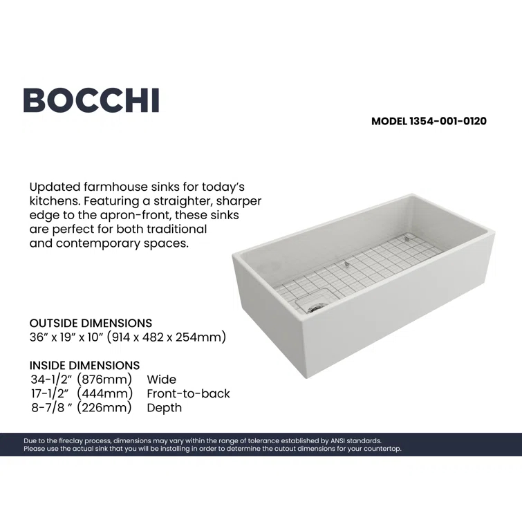 36'' L Farmhouse / Apron Fireclay Kitchen Sink