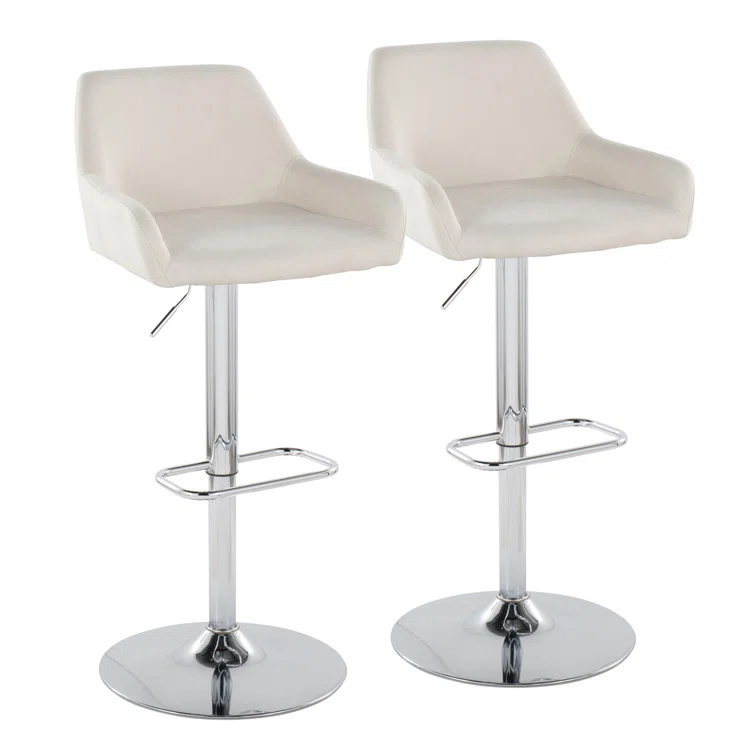 Swivel Upholstered Adjustable Height Counter Stool with Metal Frame