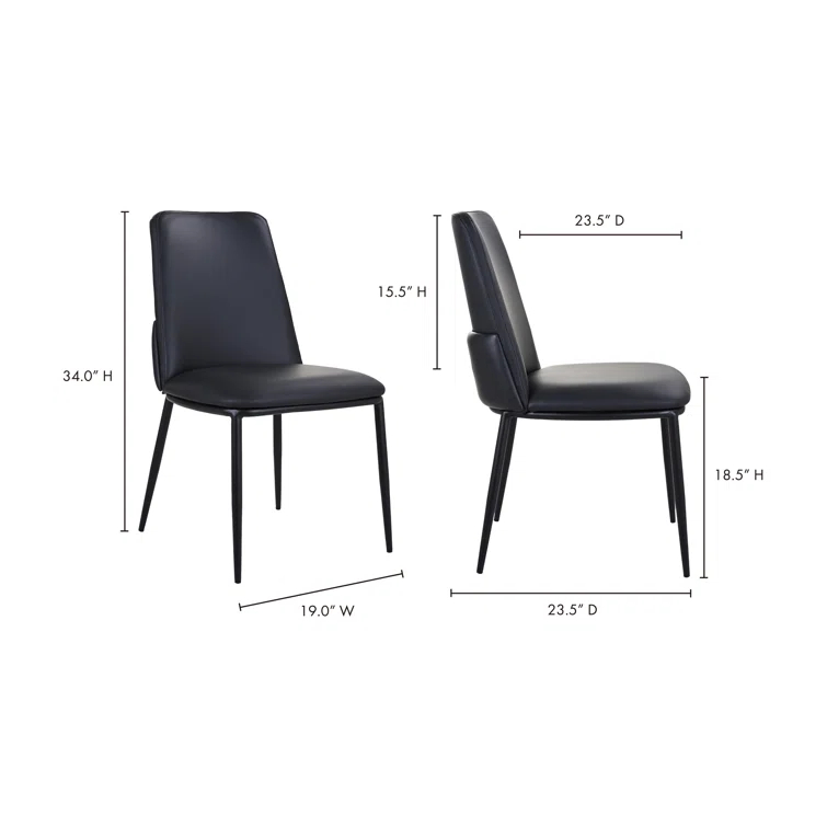 Douglas Contemporary Black Genuine Leather Side Chair