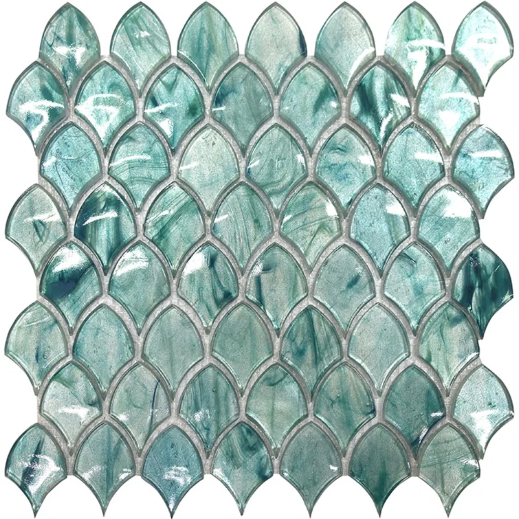 Majeste 0.5" x 2" Glass Fish Scale Mosaic Wall & Floor Tile