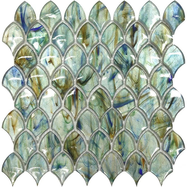 Majeste 0.5" x 2" Glass Fish Scale Mosaic Wall & Floor Tile