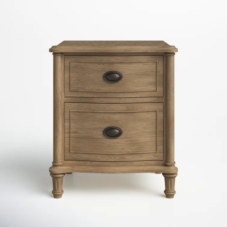 Devon Traditional Brown Wood 2-Drawer Nightstand
