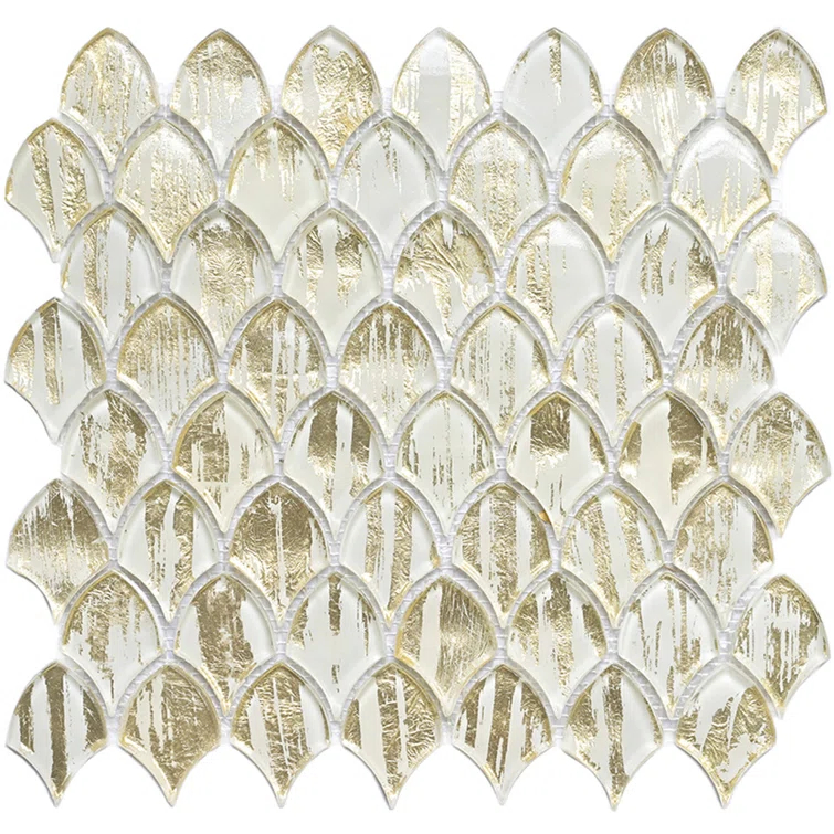 Majeste 0.5" x 2" Glass Fish Scale Mosaic Wall & Floor Tile