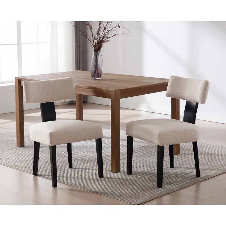 Gracie Oaks Inelda Mid Century Upholstered Dining Chairs Side Chairs Farmhouse Faux Leather Dining Chair with Wood Legs (Set of 2)