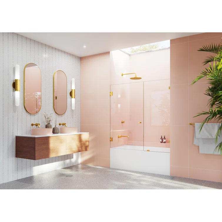 Illume 56 in. x 58.25 in. Fully Frameless Hinge Bathtub Door