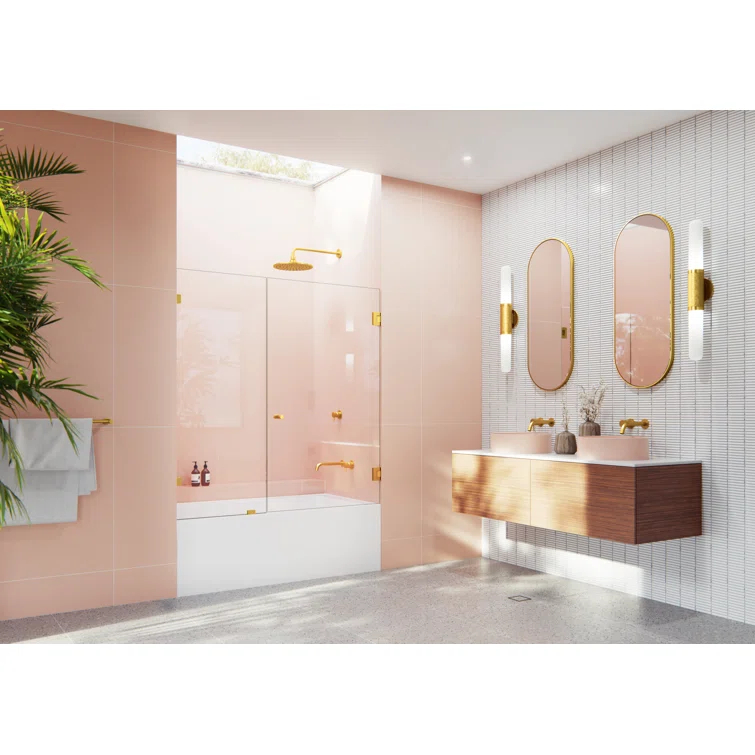 Illume 56 in. x 58.25 in. Fully Frameless Hinge Bathtub Door