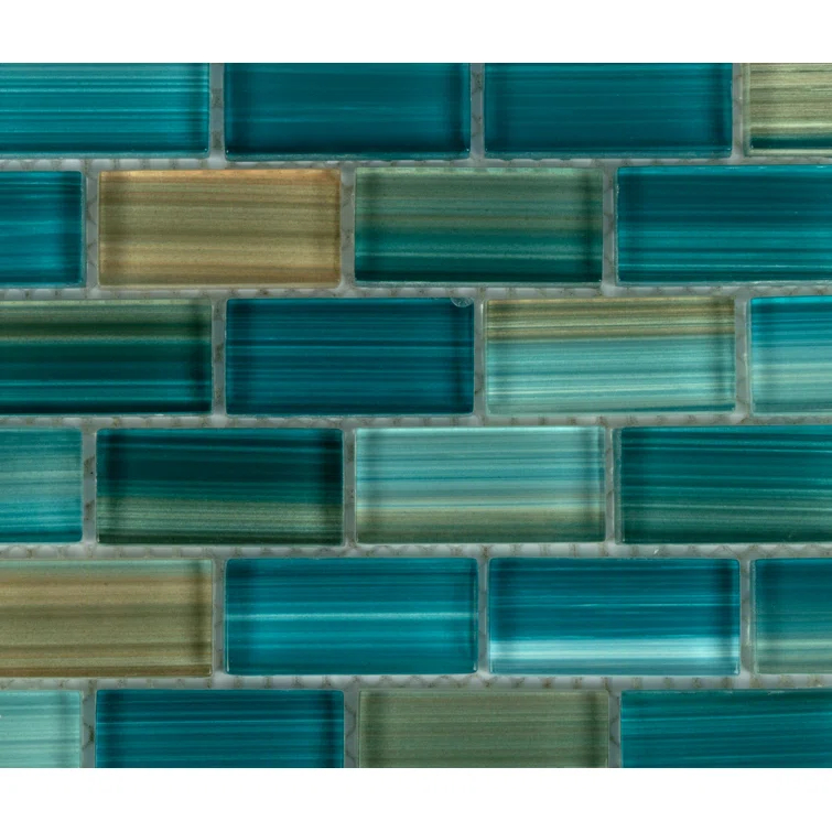 Swimming Pool Series 1" x 2" Straight Edge Glass Mosaic Tile