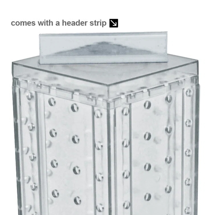 Four-sided 4"W x 12"H Pegboard Tower with Revolving 9" Base