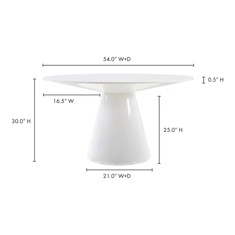 Contemporary 54" Round White Walnut Dining Table for Six