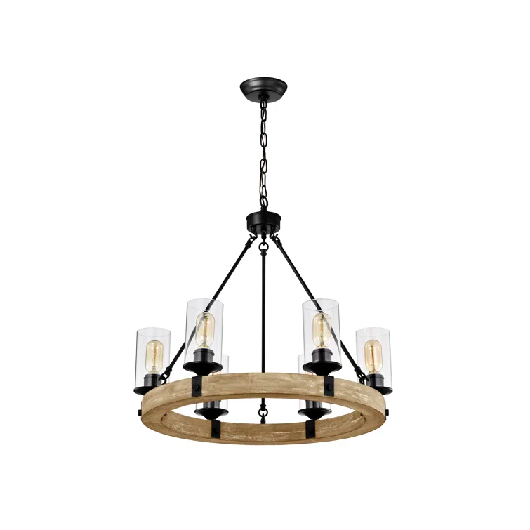 Three Posts™ Dahlia 6 - Light Dimmable Wagon Wheel Chandelier