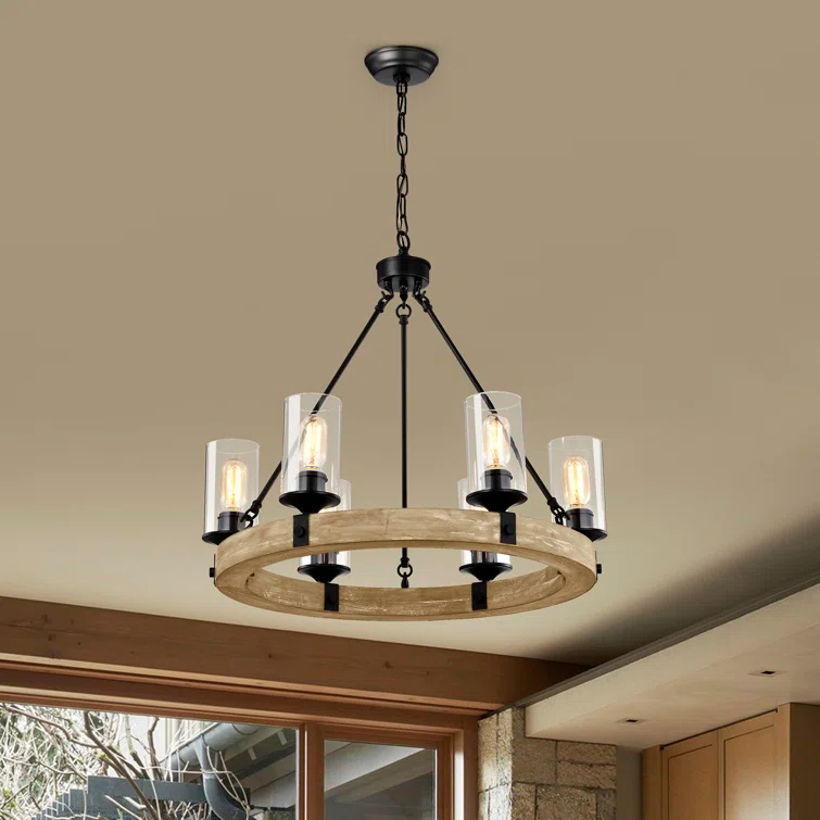 Three Posts™ Dahlia 6 - Light Dimmable Wagon Wheel Chandelier