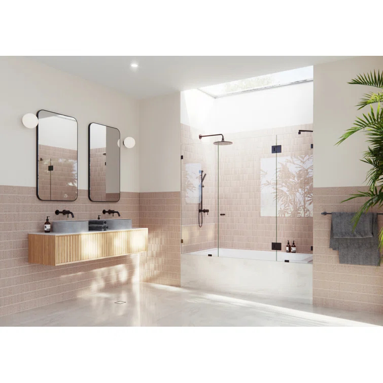 Stellar 72 in. W x 58.25 in. H Frameless 3 Panel Inline Bathtub Shower Door