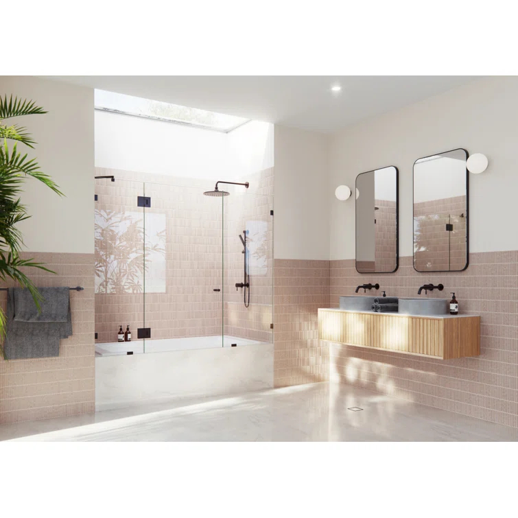 Stellar 72 in. W x 58.25 in. H Frameless 3 Panel Inline Bathtub Shower Door