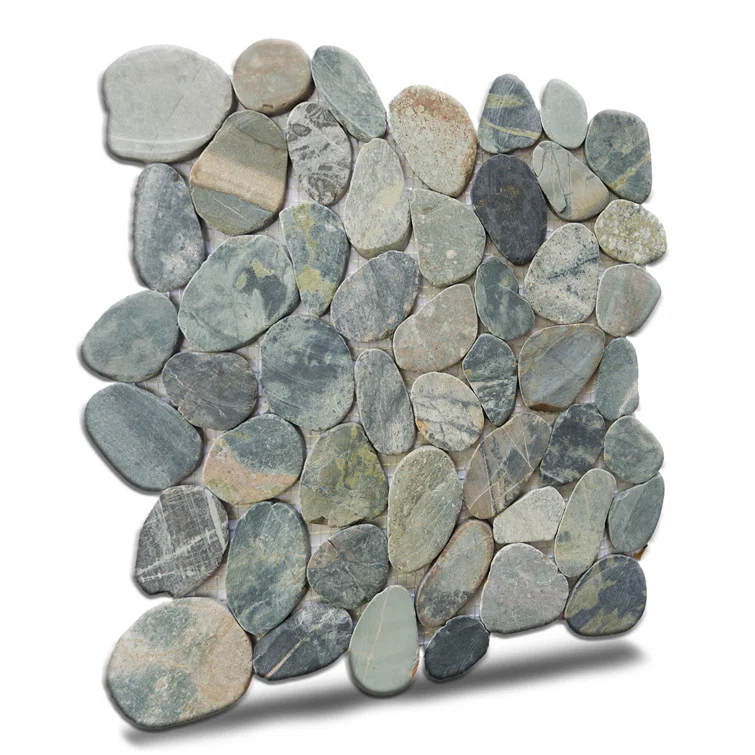 b.o.i Hawaii 12" x 12" Natural Stone Pebbles Mosaic Wall & Floor Tile
