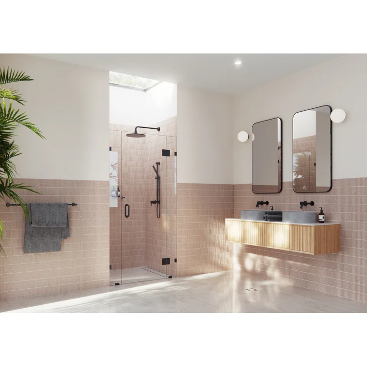 Stellar 40.25 in. x 78 in. Fully Frameless 3 Panel Inline Hinge Shower Door