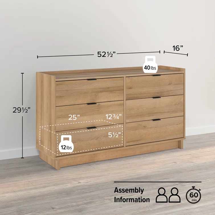 Chaunta 52.5'' W 6 - Drawer Dresser