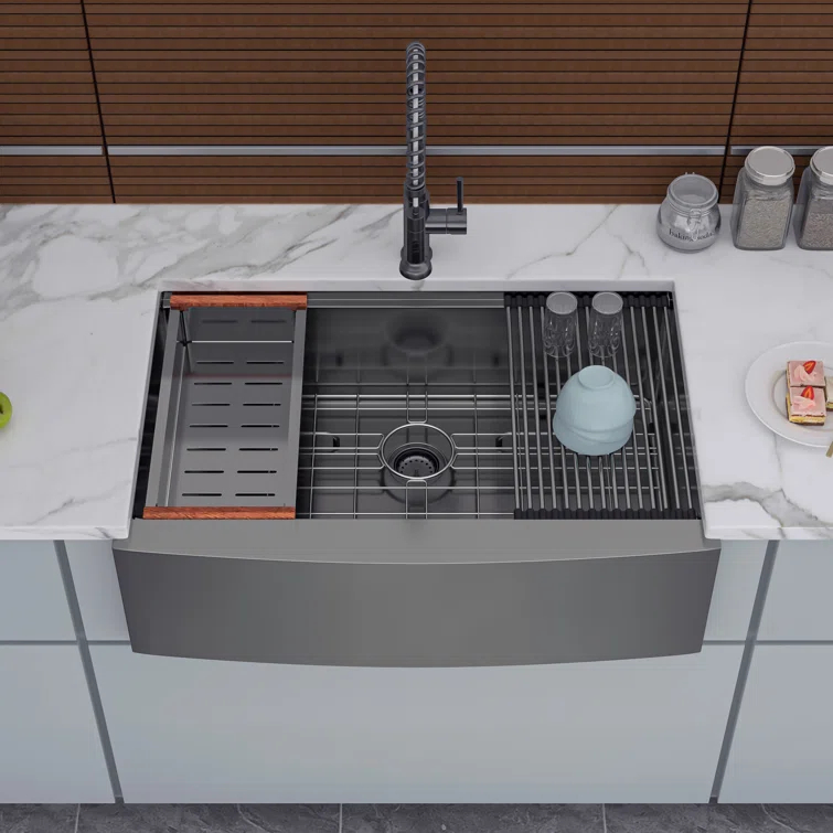 30'' L Farmhouse / Apron Single Bowl Stainless Steel Kitchen Sink