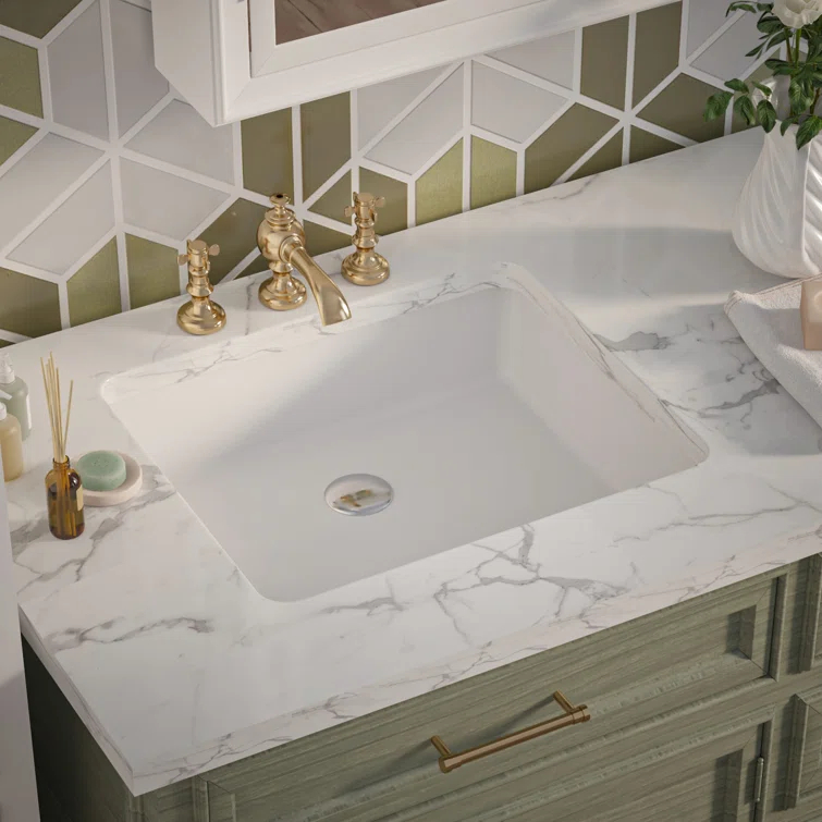 DeerValley Ursa 20" X 15.6" Rectangular Vitreous China Undermount Bathroom Sink with Overflow