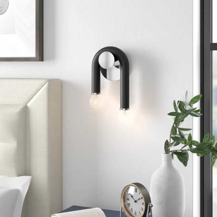 Jeremy 2 Light Steel Dimmable Armed Sconce