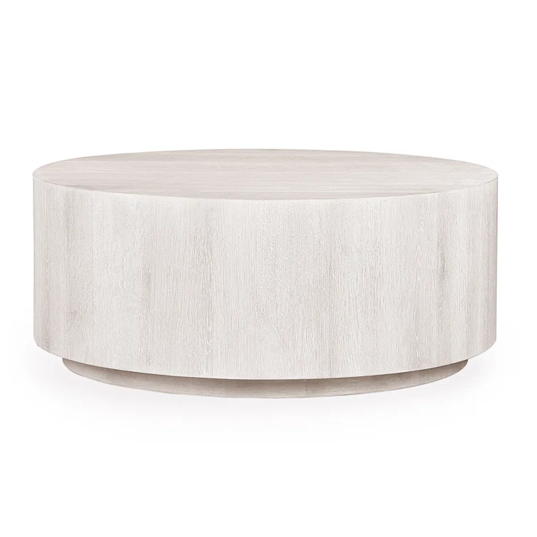 Layne 42" Round White Wash Oak Coffee Table