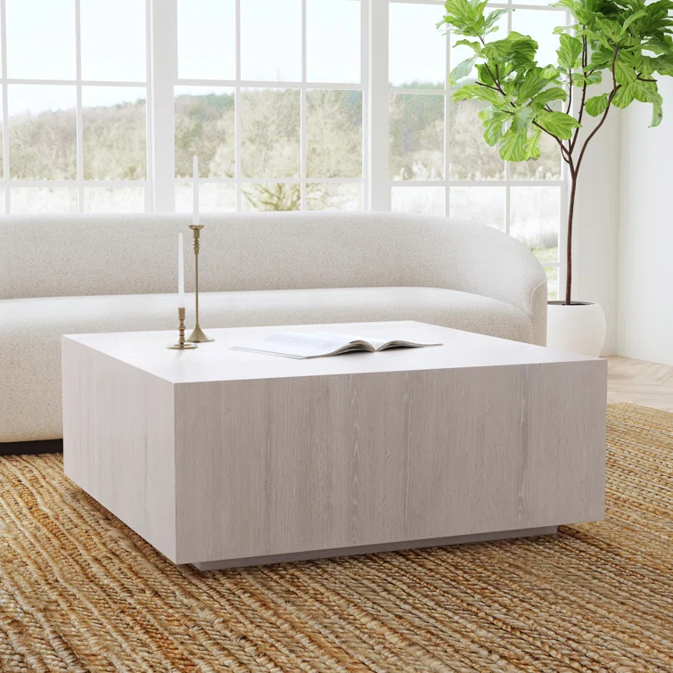 Layne 42" White Wash Oak Square Coffee Table