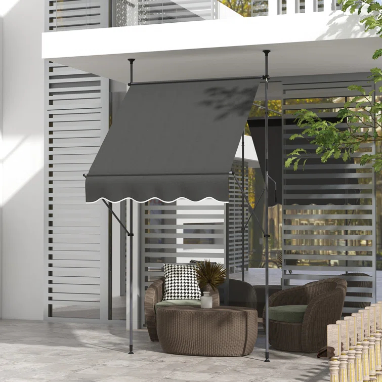 Outsunny D Polyester Cover Retractable Patio Awning