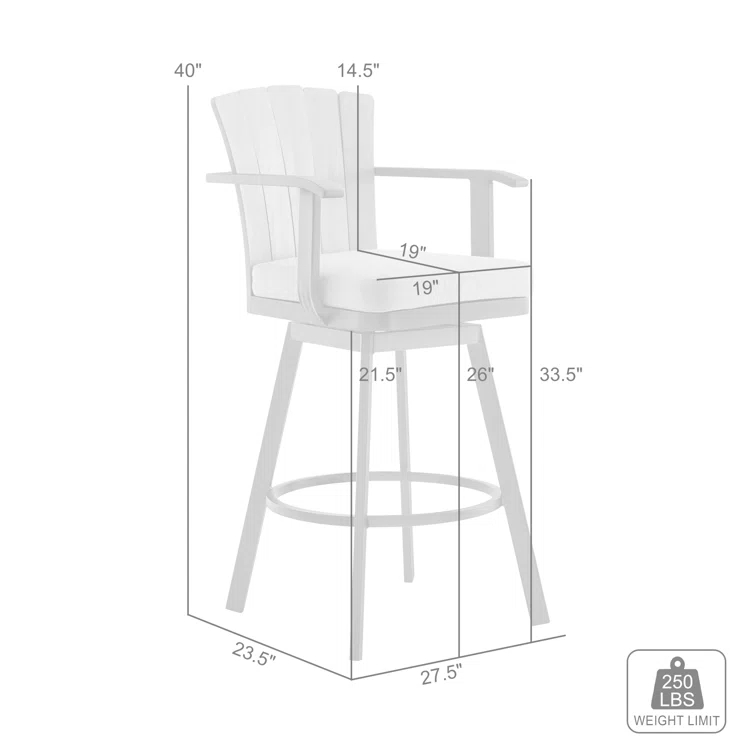 Javin Swivel Outdoor Metal Counter or Bar Height Bar Stool with Cushion