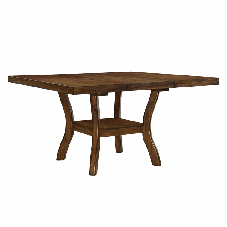Red Barrel Studio® Transitional Dining Table with Lower Display Shelf and Extension Leaf for Dining Room & Reviews | Wayfair