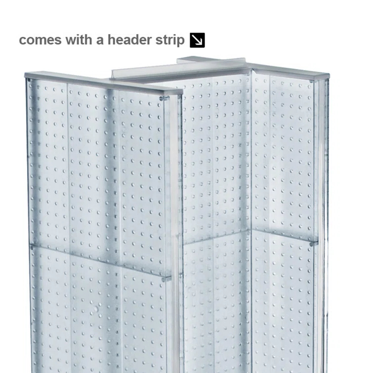 H-Unit Pegboard Floor Display on Revolving Base. Spinner Rack Stand. Panel Size: 16"W x 60"H