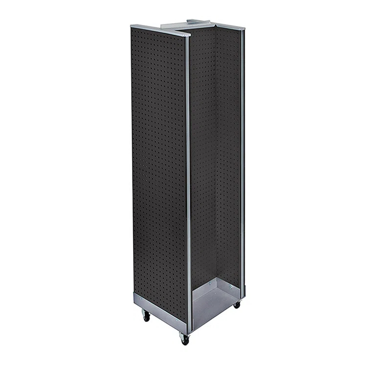 Azar Displays 700430-BLK H-Unit Pegboard Floor Display on Revolving Base. Spinner Rack Stand. Panel Size: 16"W x 60"H