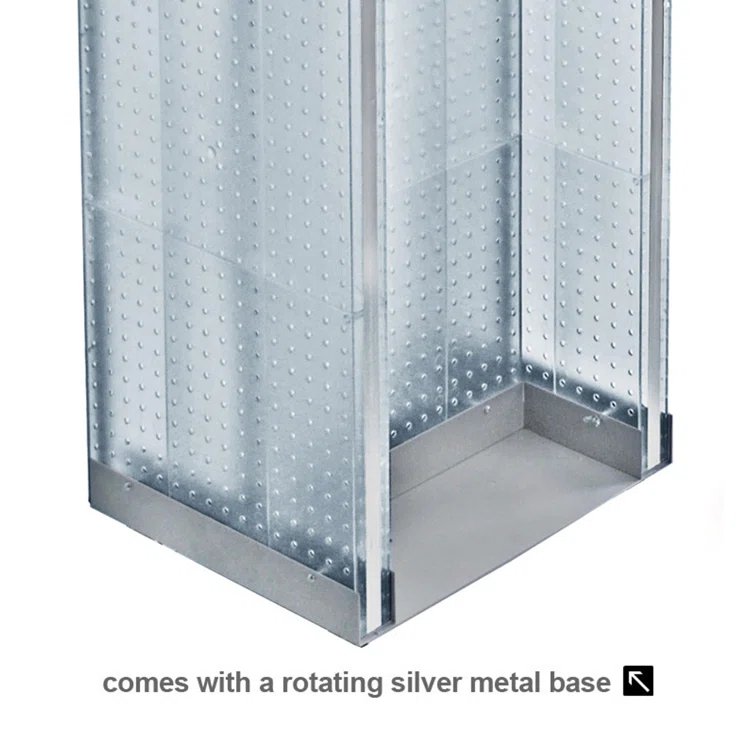 H-Unit Pegboard Floor Display on Revolving Base. Spinner Rack Stand. Panel Size: 16"W x 60"H