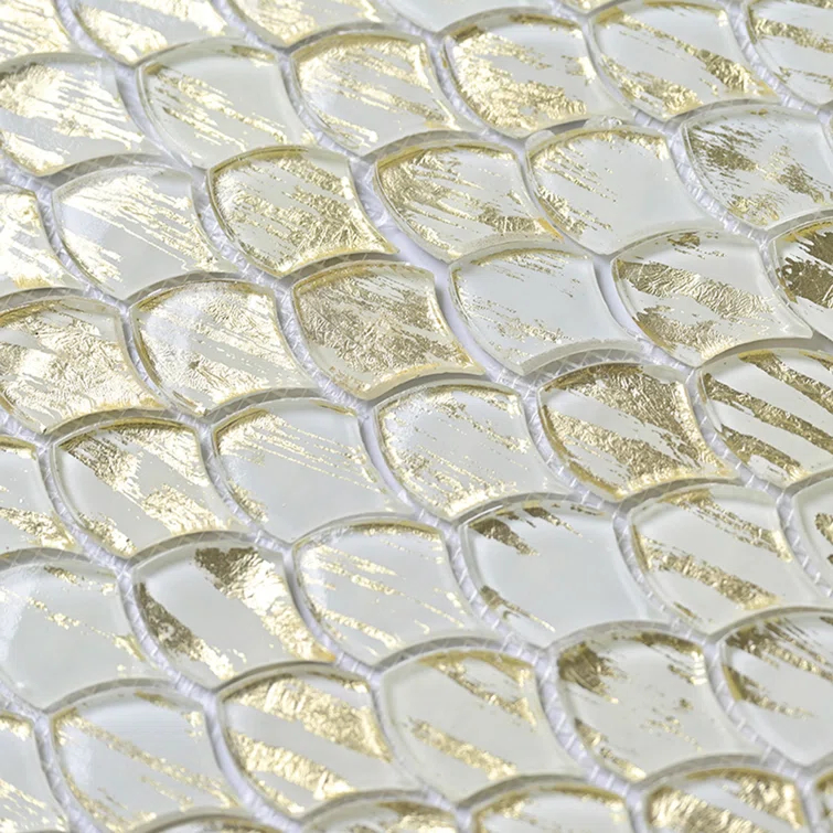 Majeste 0.5" x 2" Glass Fish Scale Mosaic Wall & Floor Tile