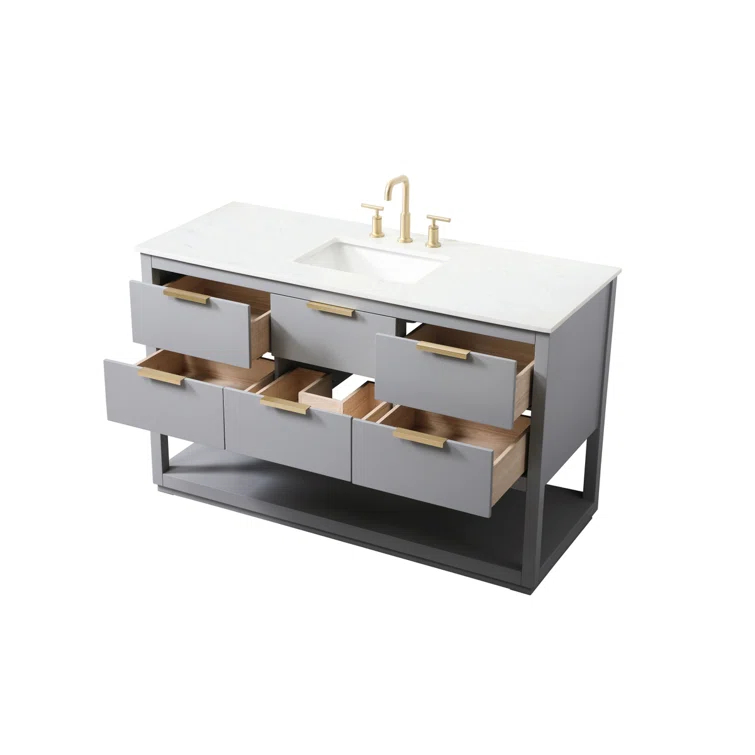 Larkin 54'' Single Bathroom Vanity with Engineered Marble Top