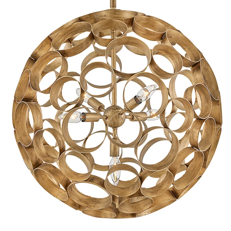 Centric 5-Light Orb Handcrafted Chandelier - Burnished Gold