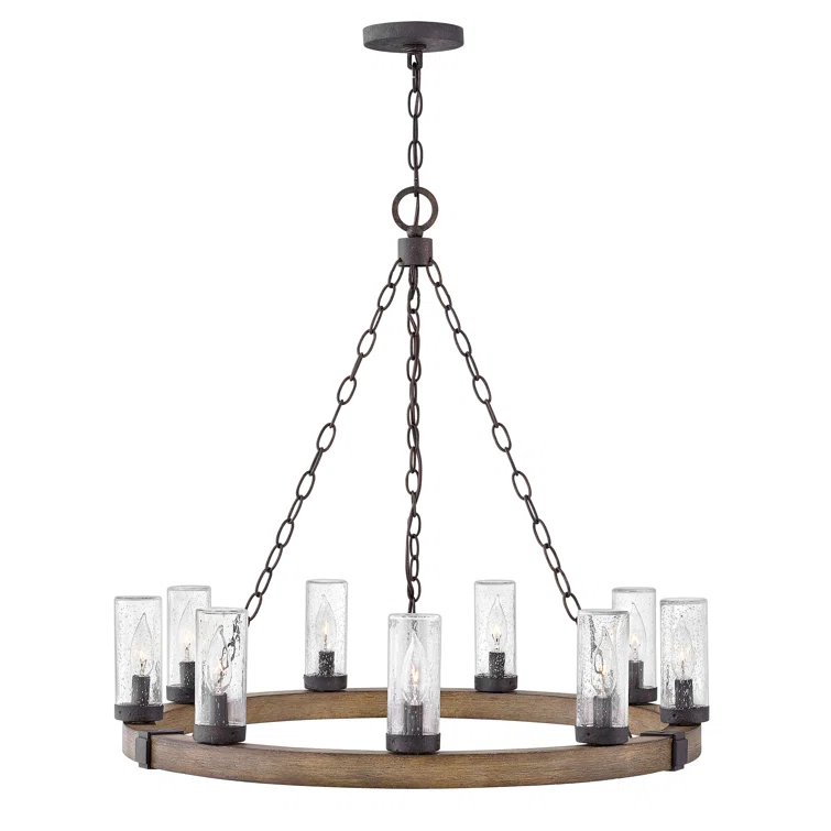 Sawyer 30" Nine-Light 12v Outdoor Candle Chandelier - LEDs Included