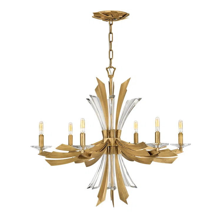Fredrick Ramond Vida 29.25" Six-Light Single Tier Candle Chandelier w/ Crystal Accents