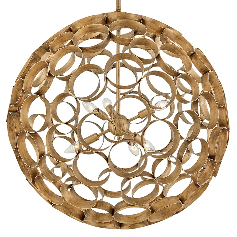 Centric 6 - Light Fabric Globe Chandelier