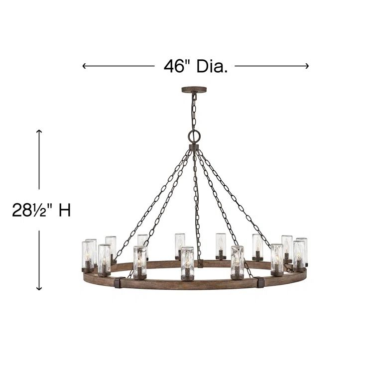 Sawyer 15-Light Single Tier Outdoor Rustic Chandelier