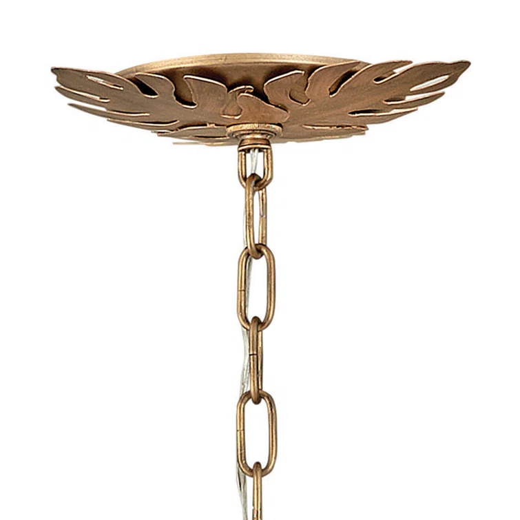 Botanica 5-Light Drum Hand-Welded Leaf Chandelier - Burnished Gold