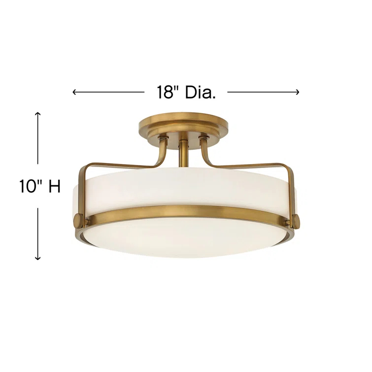 Harper Three Light 18" Retro Bowl Semi-Flush Mount Ceiling Light