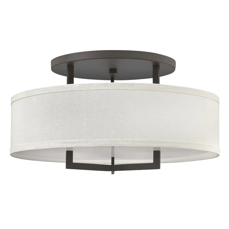 Hampton 3 - Light Shaded Drum Semi Flush Mount