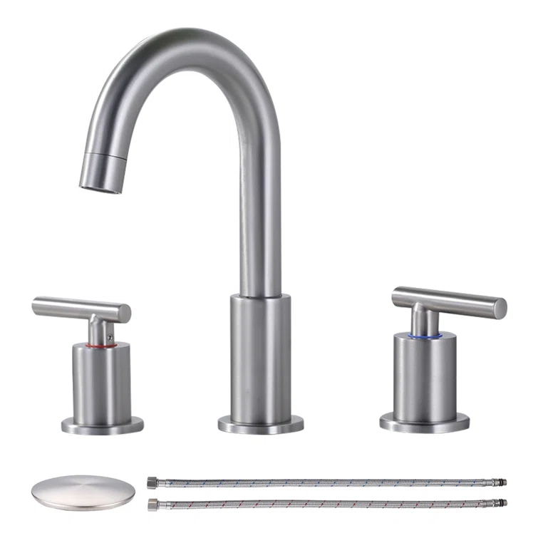 WOWOW 2325200 Widespread Bathroom Faucet 2-handle Bathroom Sink Faucet with Drain Assembly