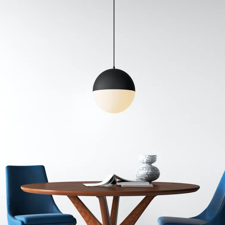 Hastings Single Light Glass Steel Dimmable Pendant