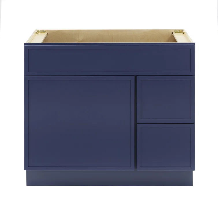 36" W Birch Plywood Freestanding Single Base 2 Drawers Storage Cabinet with Soft Close Door