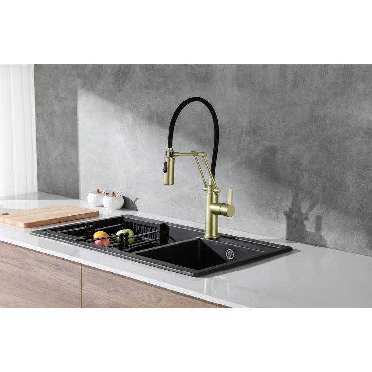 Elegant Lighting Leonardo Pull Down Spray Kitchen Faucet
