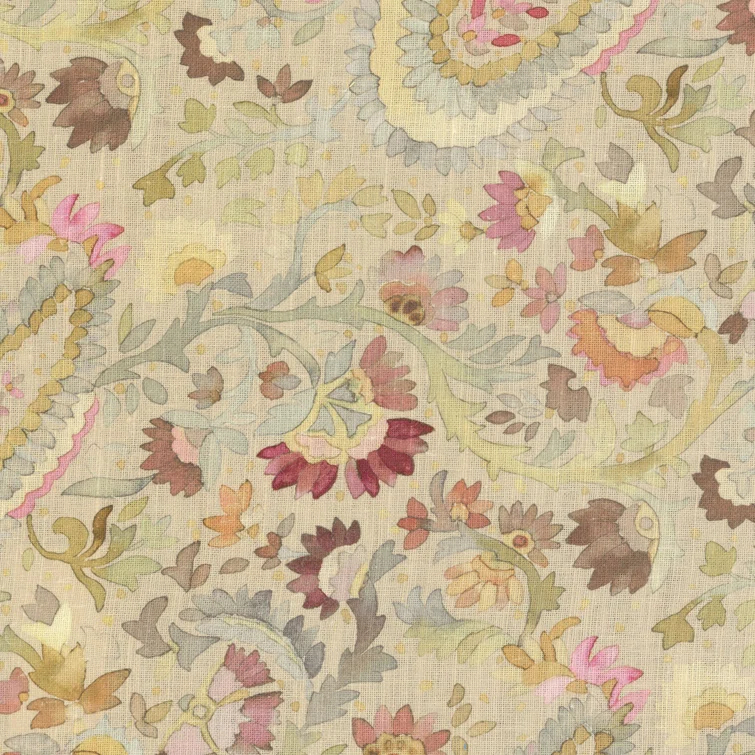 Ines Multi-Color Linen 50" x 108" Curtain Panel