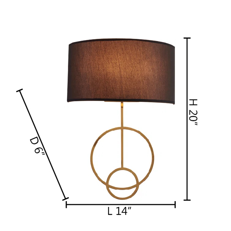 Bethel International Wall Sconce Satin Brass Metal & Fabric
