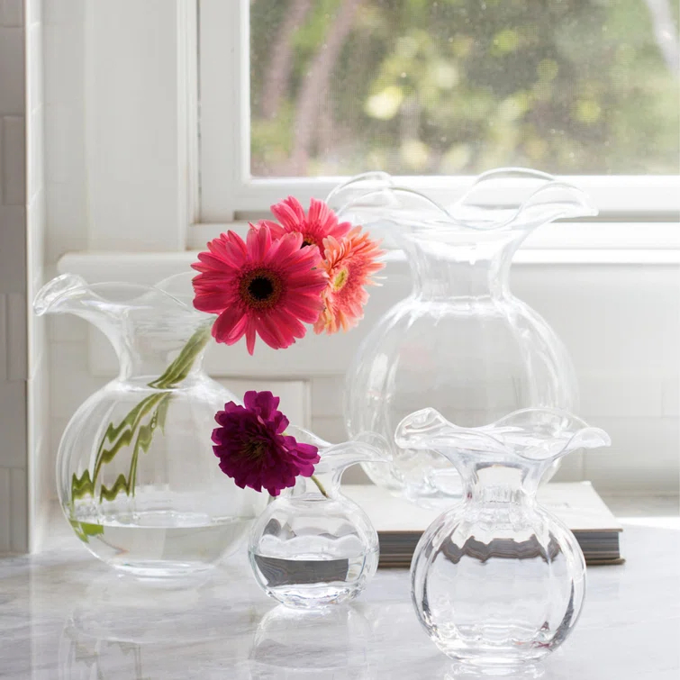 Elegant Clear Glass Fluted Vase for Bouquets